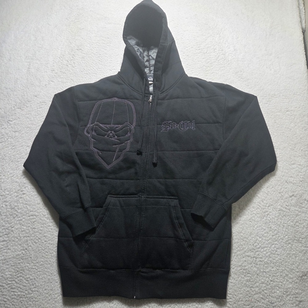 Y2K No Fear SoCal Hoodie Zip Up Mens Large Sweatshirt Street Skater Embroidered